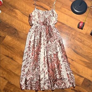 Snap Women's Maxi Dress in Brown and White